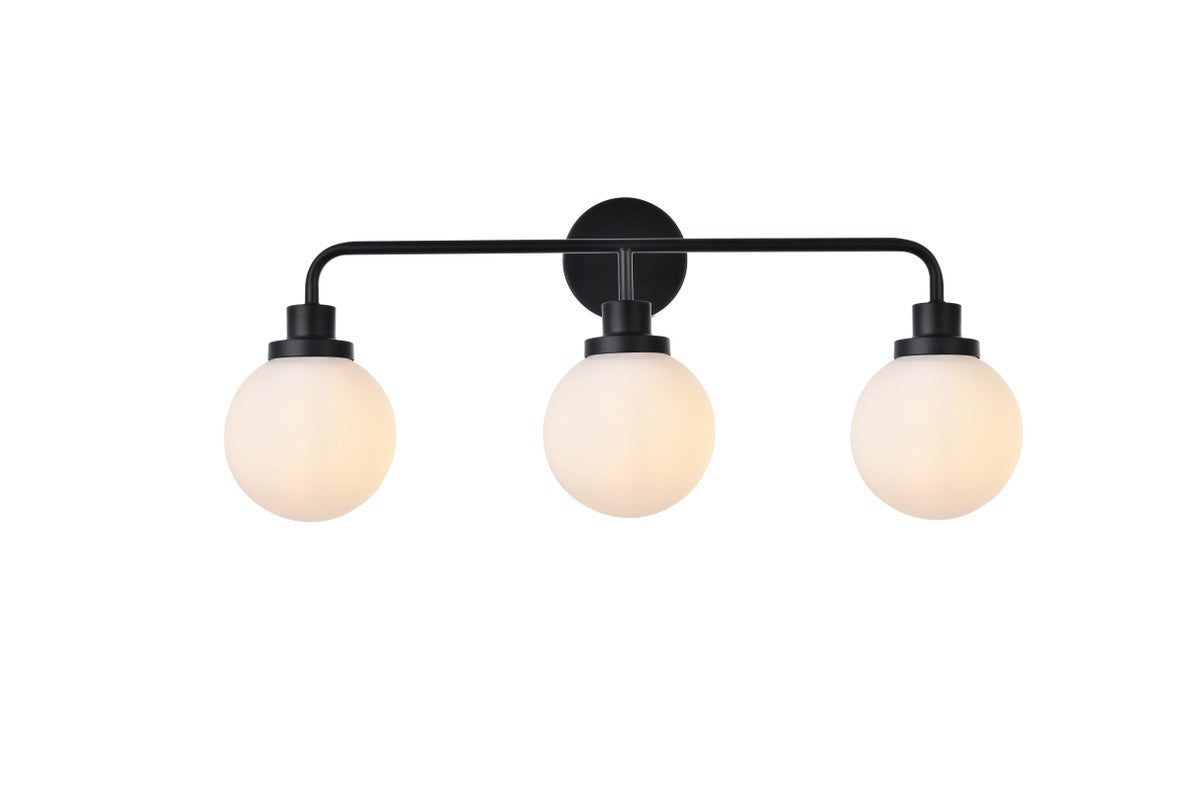 Elegant Lighting - LD7034W28BK - Three Light Bath - Hanson - Black and Frosted Shade