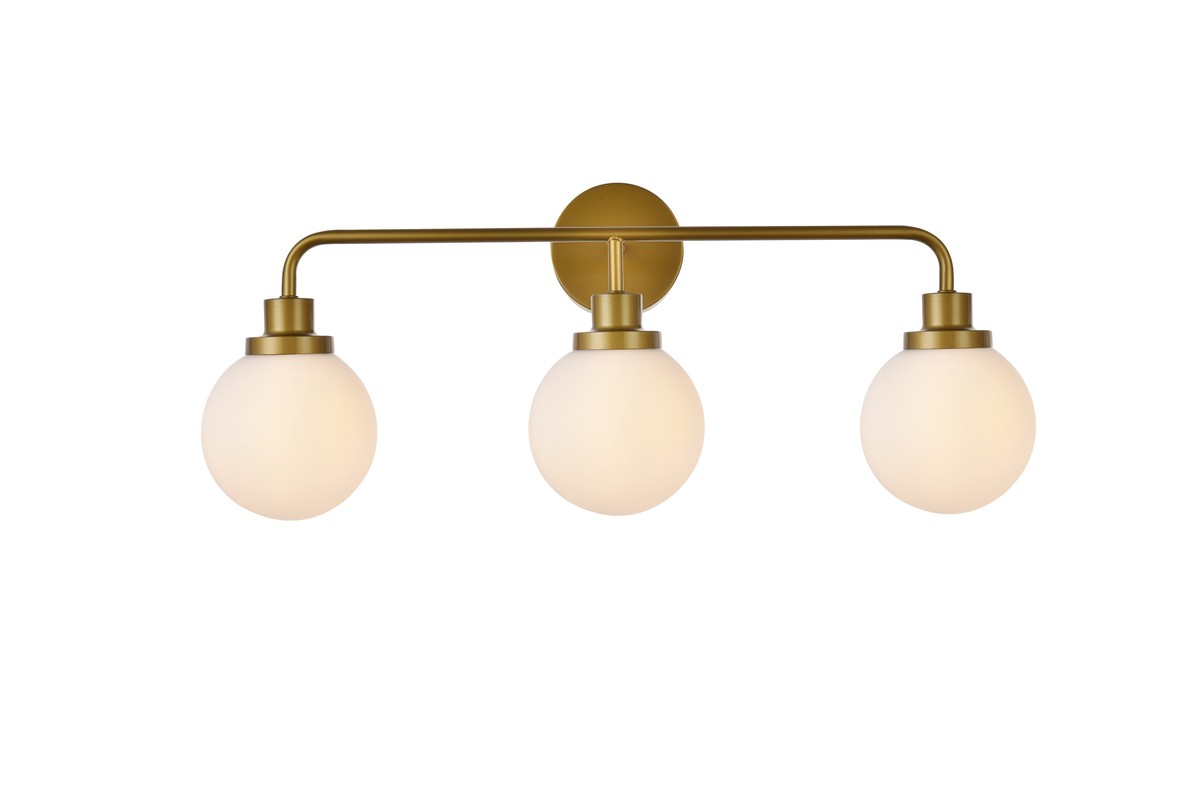 Elegant Lighting - LD7034W28BR - Three Light Bath - Hanson - Brass and Frosted Shade