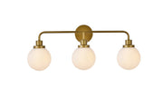 Elegant Lighting - LD7034W28BR - Three Light Bath - Hanson - Brass and Frosted Shade