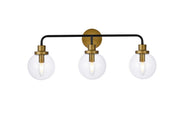 Elegant Lighting - LD7035W28BRB - Three Light Bath - Hanson - Black and Brass and Clear Shade
