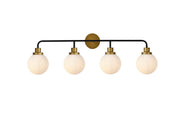 Elegant Lighting - LD7036W38BRB - Four Light Bath - Hanson - Black and Brass and Frosted Shade