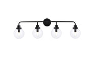 Elegant Lighting - LD7037W38BK - Four Light Bath - Hanson - Black and Clear Shade