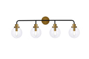 Elegant Lighting - LD7037W38BRB - Four Light Bath - Hanson - Black and Brass and Clear Shade