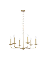 Elegant Lighting - LD812D30BR - Six Light Pendant - Cohen - brass