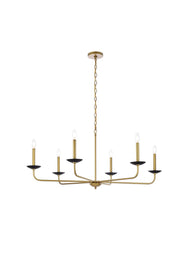 Elegant Lighting - LD812D42BRK - Six Light Pendant - Cohen - black and brass