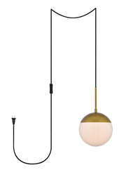 Elegant Lighting - LDPG6030BR - One Light Plug in Pendant - Eclipse - Brass and Frosted White
