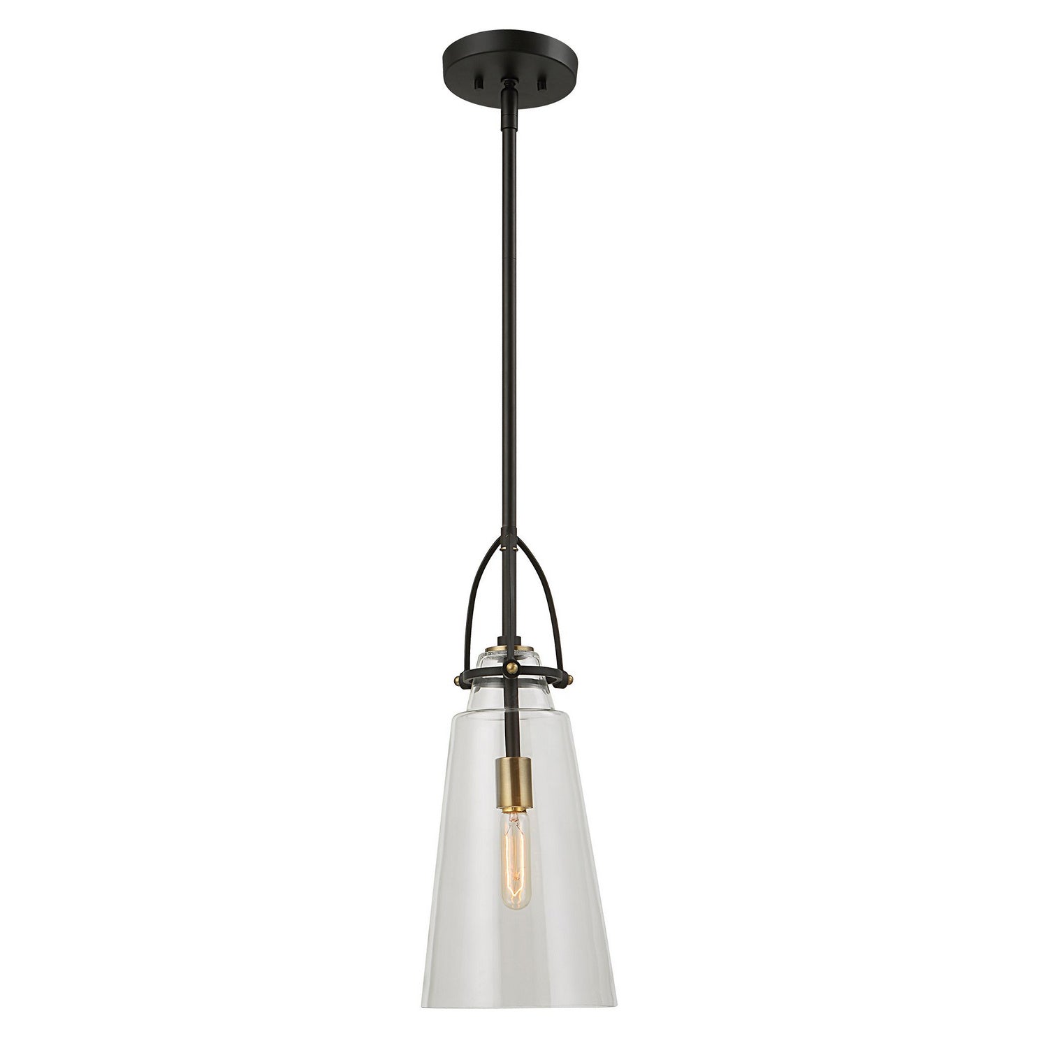 Uttermost - 21562 - One Light Pendant - Saugus - Black With Antique Brass