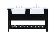 Elegant Lighting - VF60160DBK - Double Bathroom Vanity - Clement - black