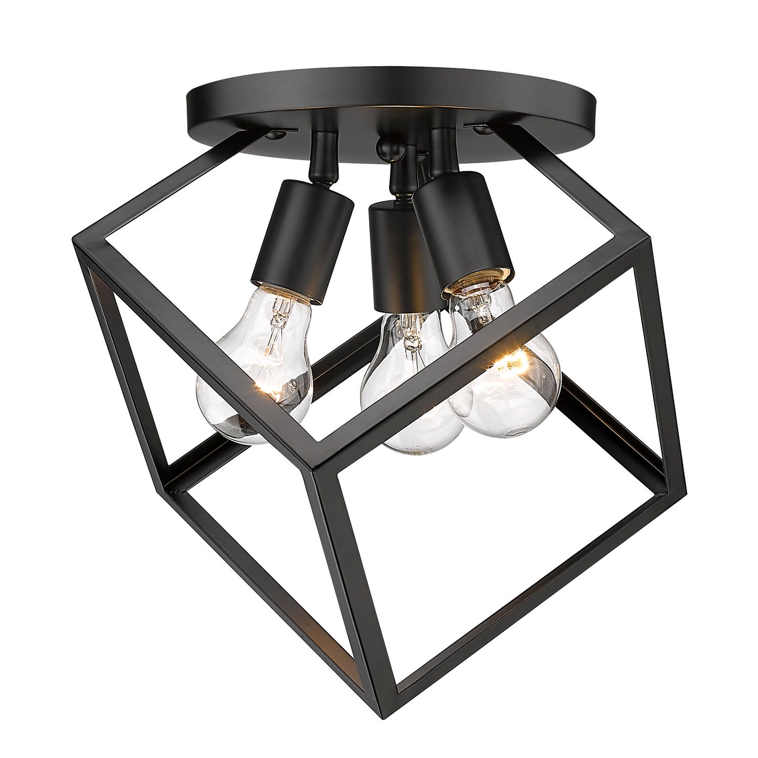Golden - 2086-3SF BLK - Three Light Semi-Flush Mount - Cassio - Matte Black