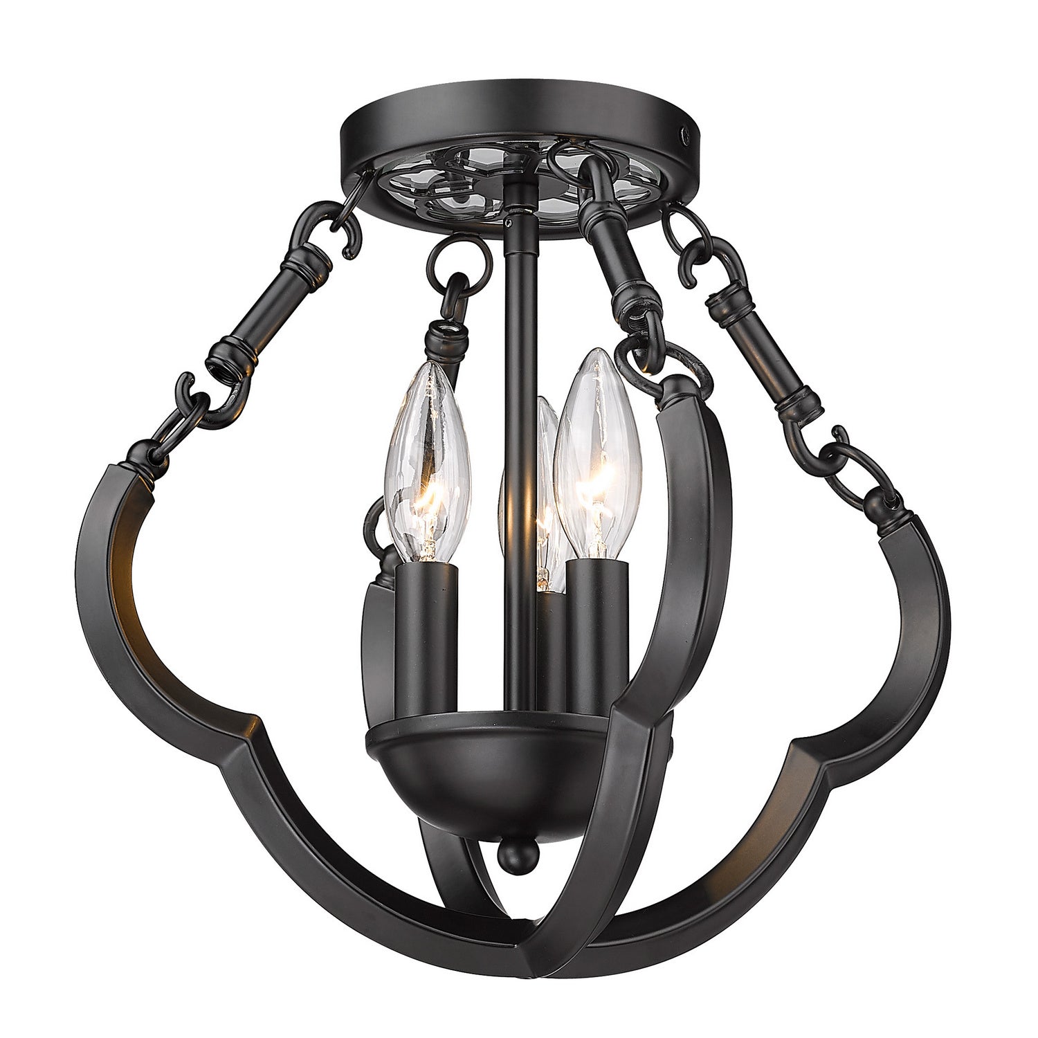 Golden - 5926-SF12 BLK - Three Light Semi-Flush Mount - Saxon - Matte Black