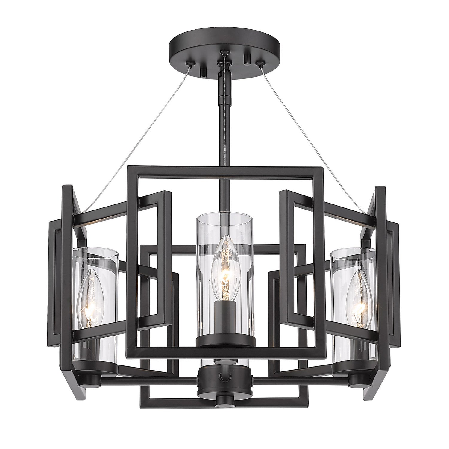Golden - 6068-SF BLK - Four Light Semi-Flush Mount - Marco - Matte Black
