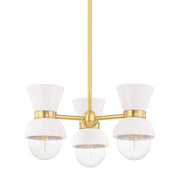 Mitzi - H469603-AGB/CCR - Three Light Semi Flush Mount - Gillian - Aged Brass/Ceramic Gloss Cream