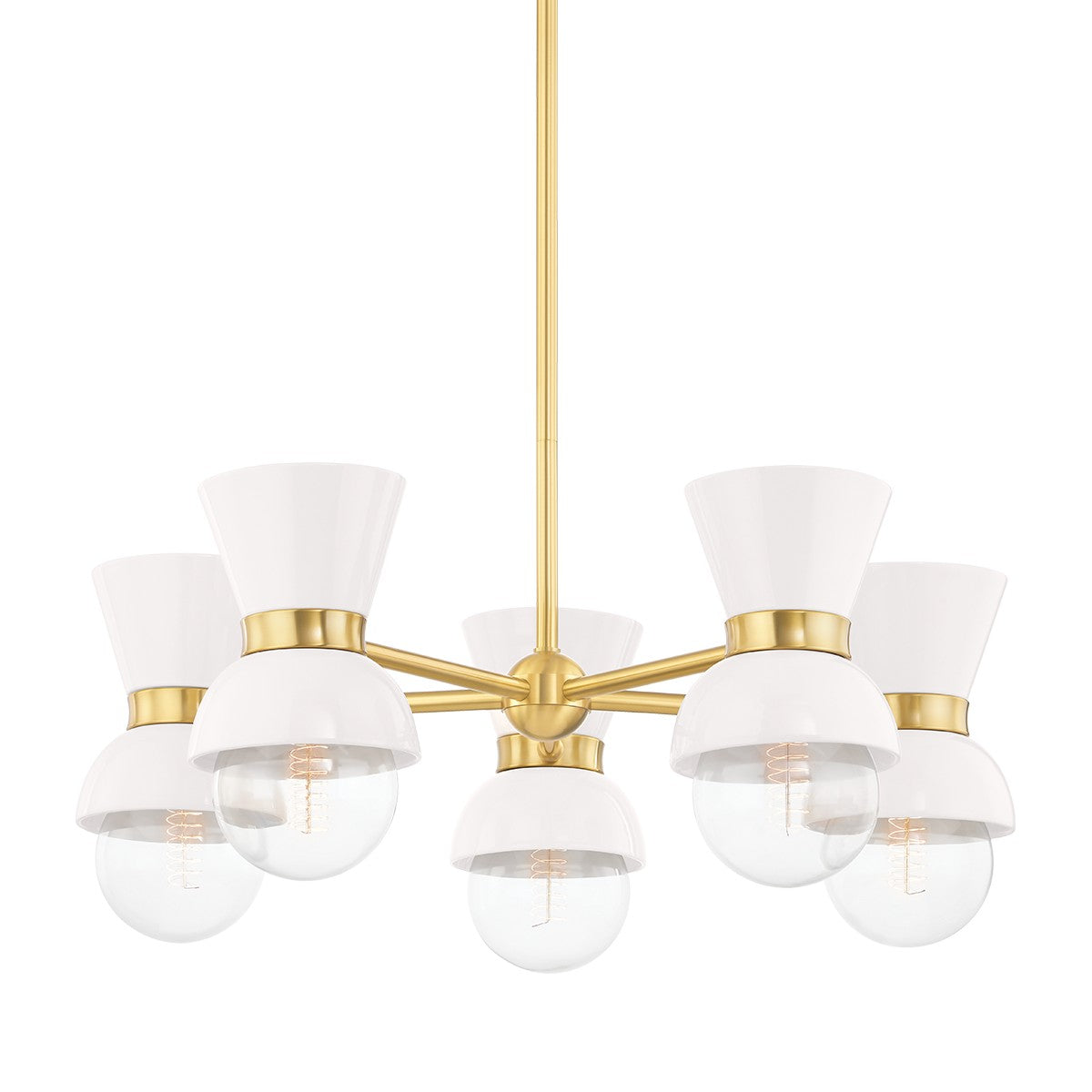 Mitzi - H469805-AGB/CCR - Five Light Chandelier - Gillian - Aged Brass/Ceramic Gloss Cream