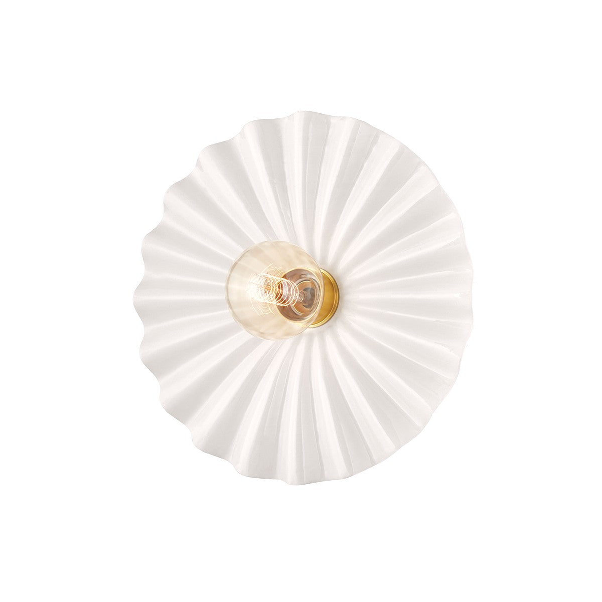 Mitzi - H499101-AGB/CCR - One Light Flush Mount - Tinsley - Aged Brass/Ceramic Gloss Cream
