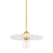 Mitzi - H499701-AGB/CCR - One Light Pendant - Tinsley - Aged Brass/Ceramic Gloss Cream
