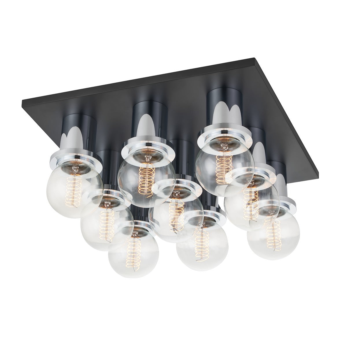 Mitzi - H526509-PC/SBK - Nine Light Flush Mount - Brandi - Polished Chrome/Soft Black