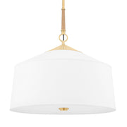 Hudson Valley - 5223-AGB - Three Light Pendant - White Plains - Aged Brass