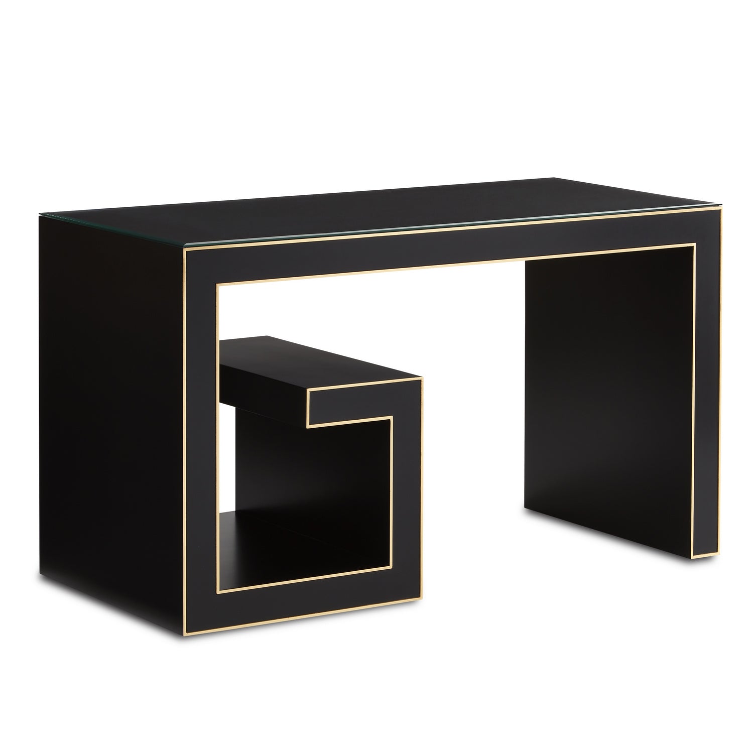 Currey and Company - 3000-0213 - Writing Desk - Artemis Collection - Caviar Black/Gold