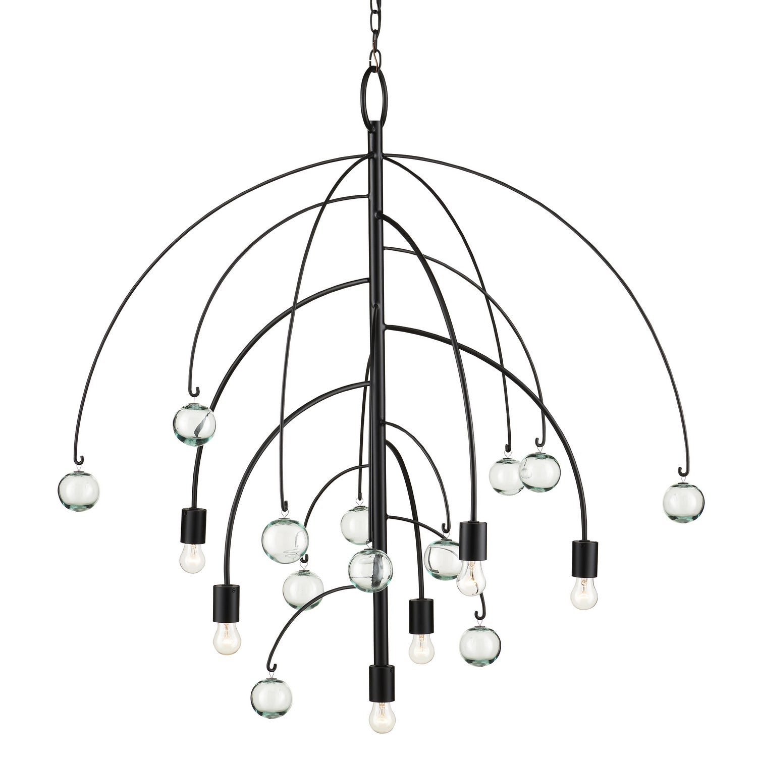 Currey and Company - 9000-0939 - Six Light Chandelier - Satin Black