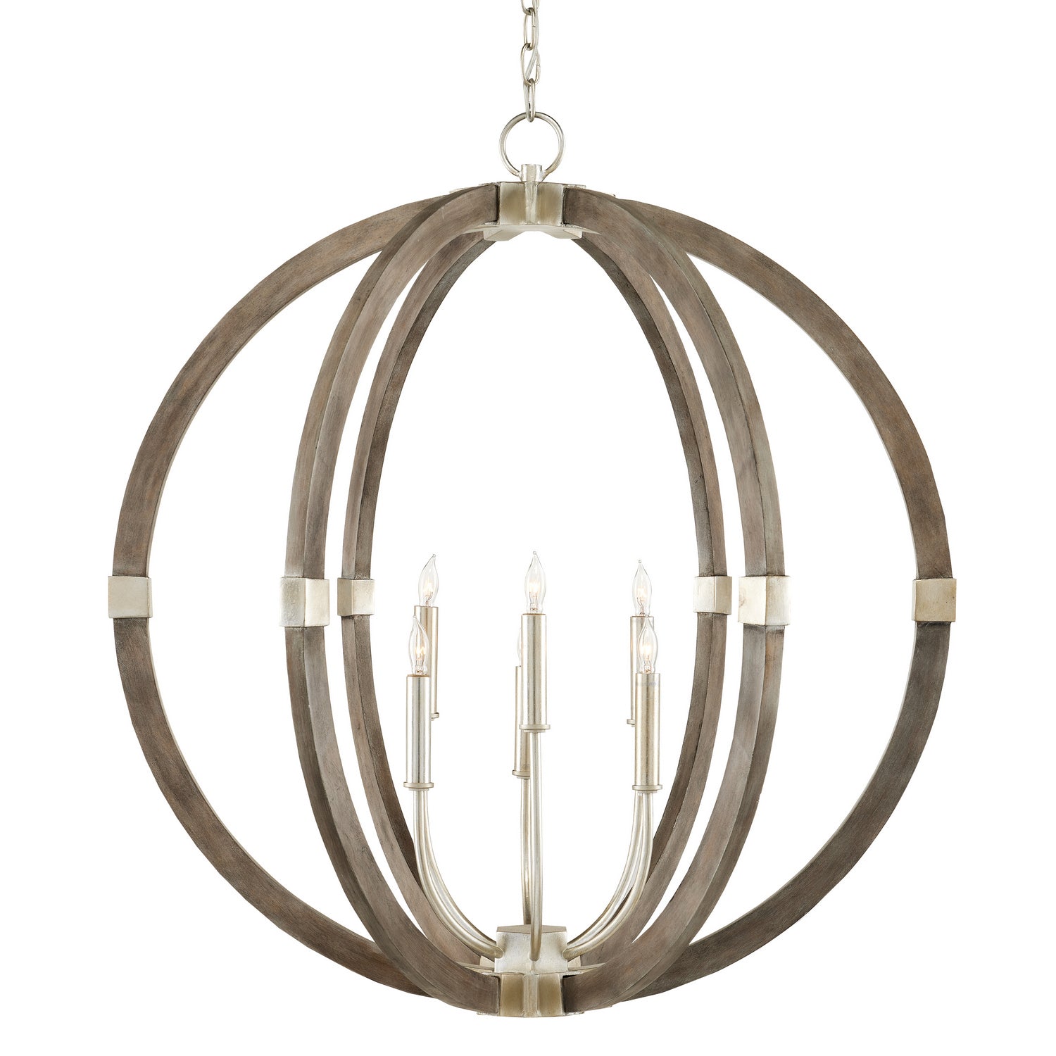 Currey and Company - 9000-0941 - Six Light Chandelier - Contemporary Silver Leaf/Chateau Gray