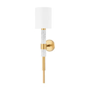 Corbett Lighting - 396-01-VB/WM - One Light Wall Sconce - Solstice - Vintage Brass & White Marble