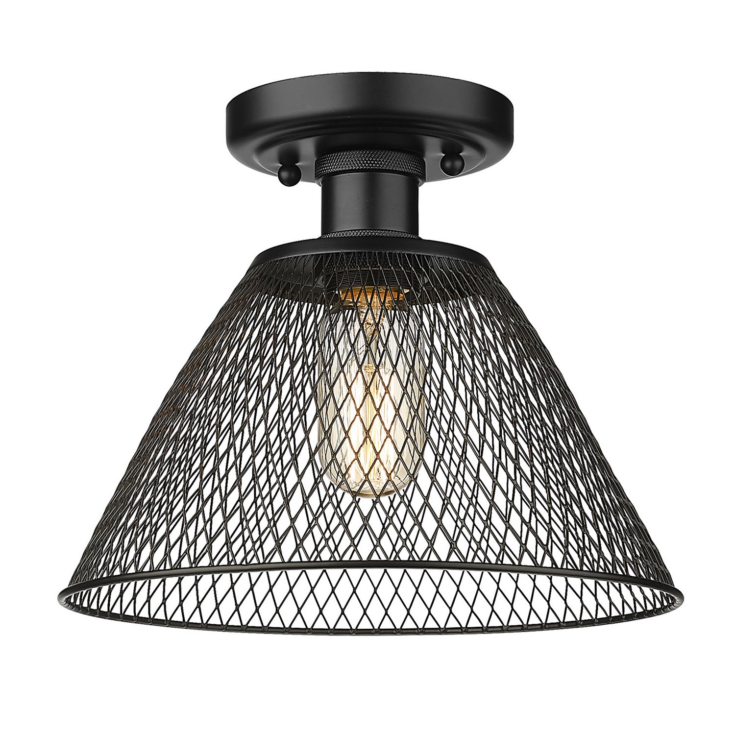 Golden - 0304-SF BLK - One Light Semi-Flush Mount - Carver - Matte Black