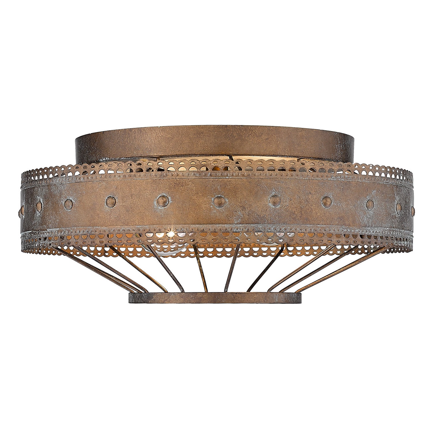 Golden - 7856-FM CP - Two Light Flush Mount - Ferris - Copper Patina