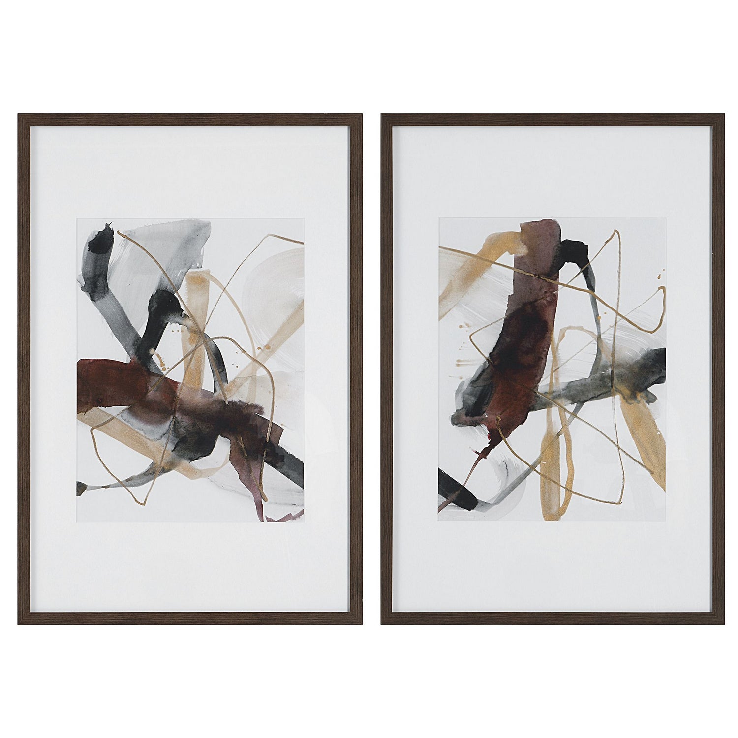 Uttermost - 41440 - Prints, Set/2 - Burgundy Interjection - Dark Walnut