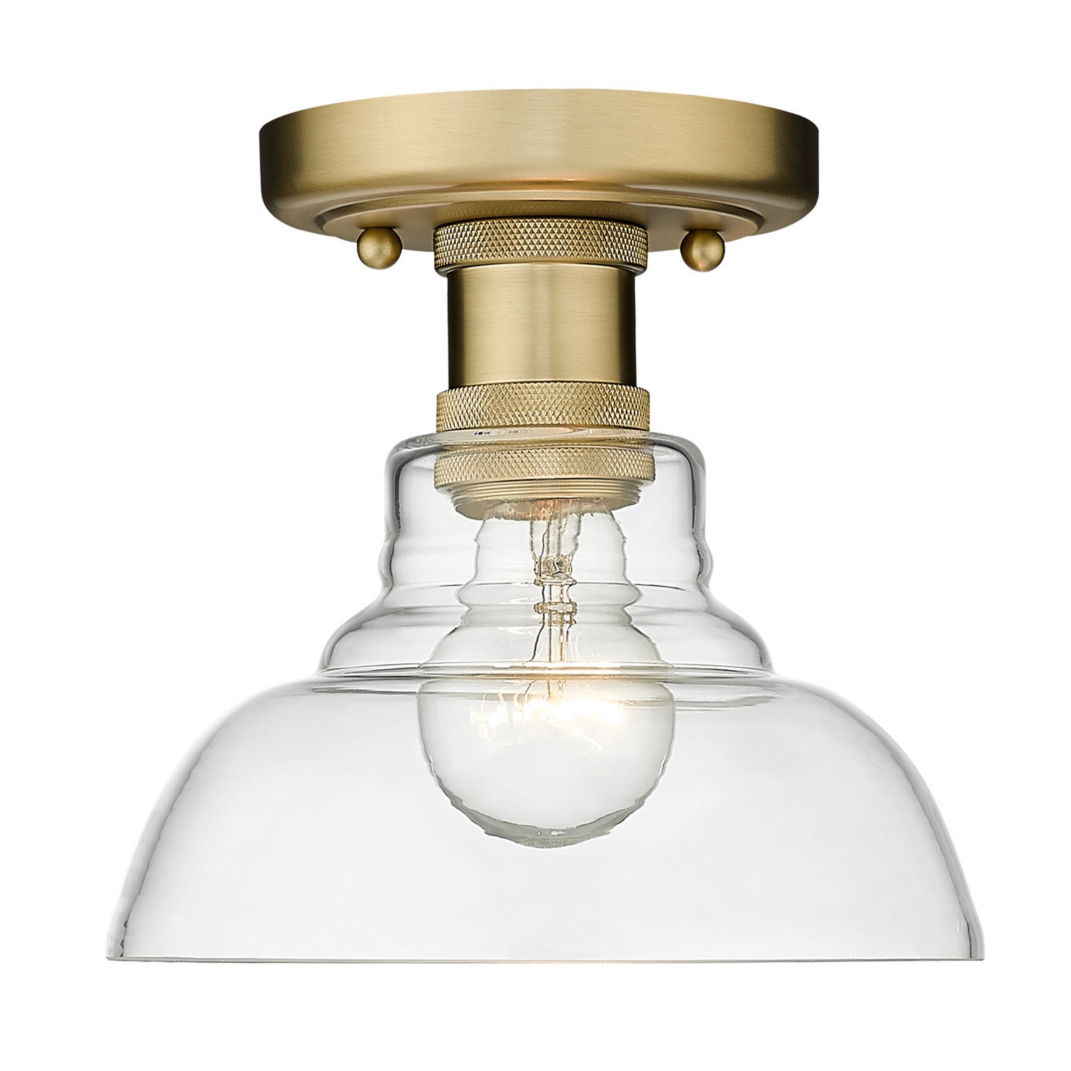 Golden - 0305-FM BCB-CLR - One Light Flush Mount - Carver - Brushed Champagne Brass