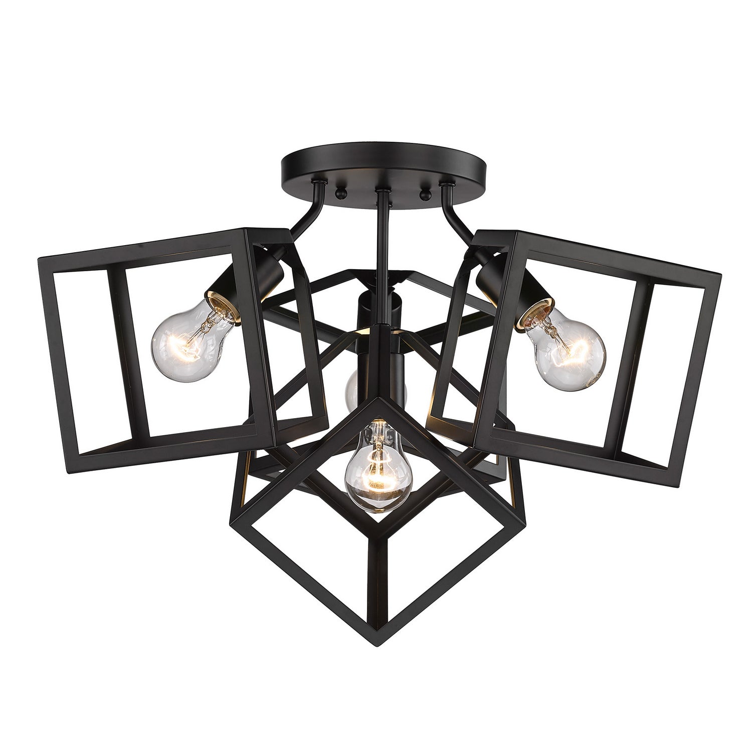Golden - 2086-4SF BLK - Four Light Semi-Flush Mount - Cassio - Matte Black