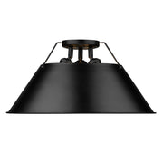 Golden - 3306-3FM BLK-BLK - Three Light Flush Mount - Orwell - Matte Black
