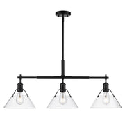 Golden - 3306-LP BLK-CLR - Three Light Linear Pendant - Orwell - Matte Black