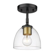 Golden - 6958-SF BLK-BCB-CLR - One Light Semi-Flush Mount - Roxie - Matte Black