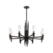 Alora - CH335836MBCR - Eight Light Chandelier - Torres - Clear Ribbed Glass/Matte Black
