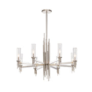 Alora - CH335836PNCR - Eight Light Chandelier - Torres - Polished Nickel/Ribbed Glass