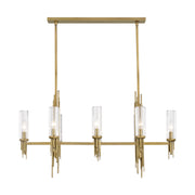 Alora - LP335838VBCR - Eight Light Pendant - Torres - Ribbed Glass/Vintage Brass