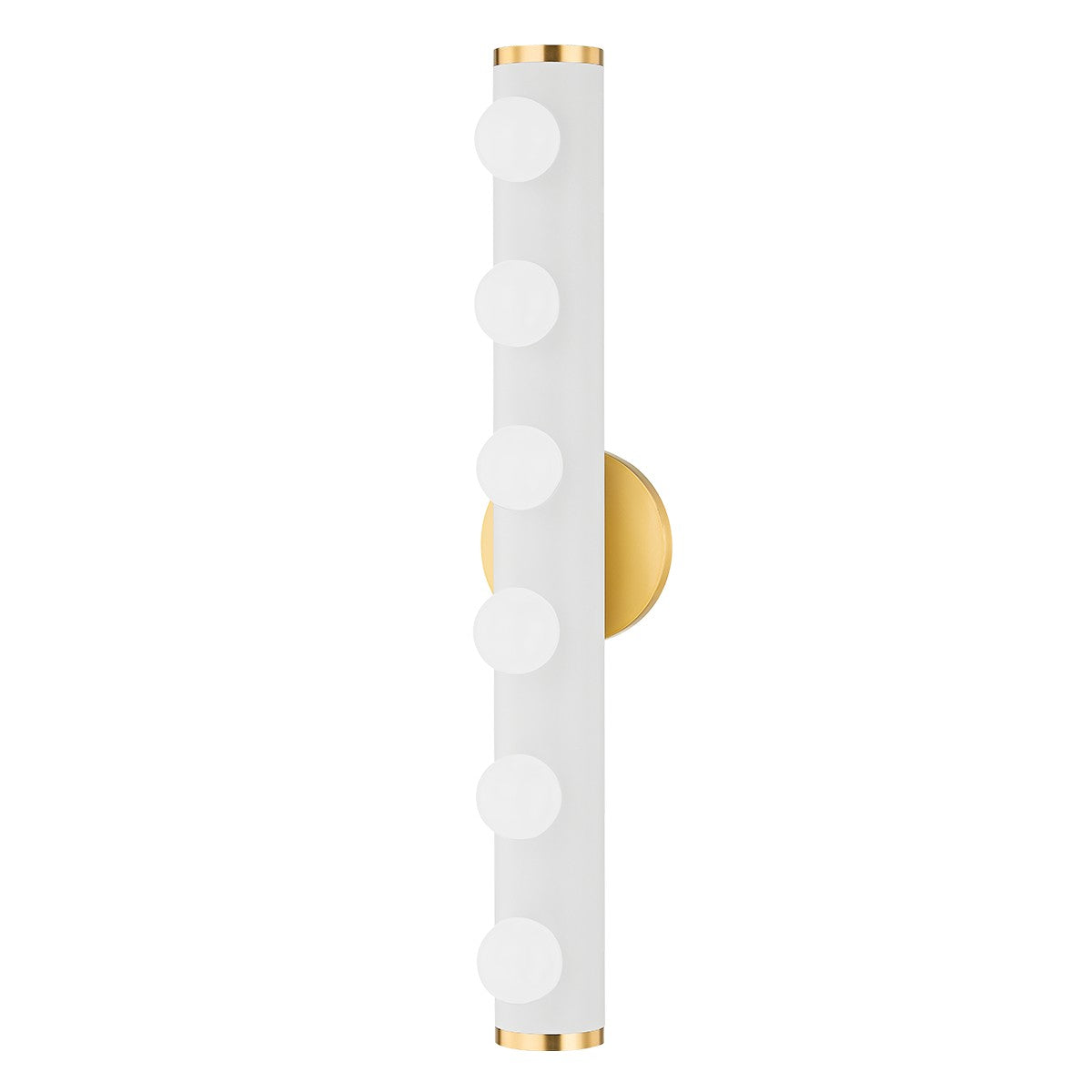 Mitzi - H631306-AGB/TWH - Six Light Bath and Vanity - Penny - Aged Brass/Textured White