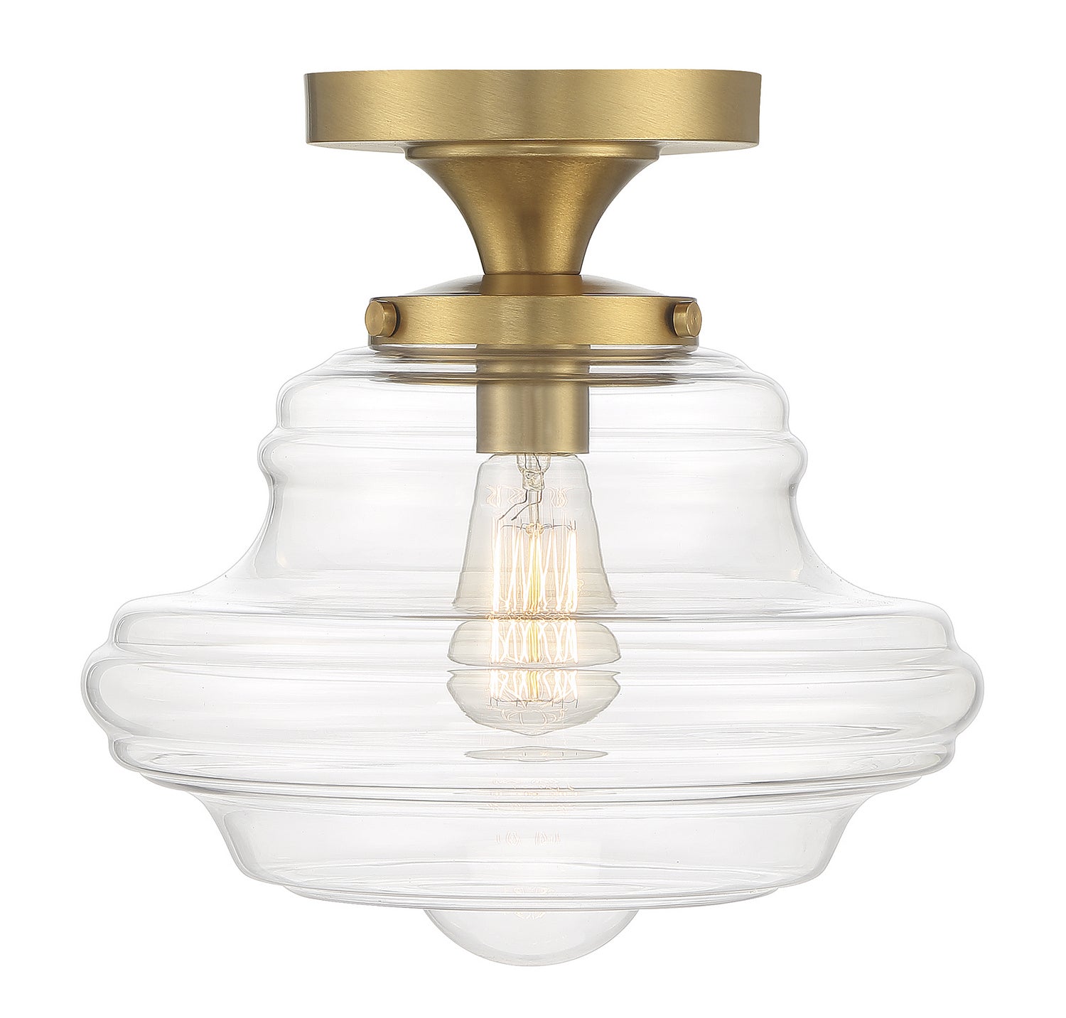 Meridian - M60069NB - One Light Semi-Flush Mount - Natural Brass