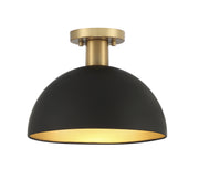 Meridian - M60071MBKNB - One Light Semi-Flush Mount - Matte Black with Natural Brass