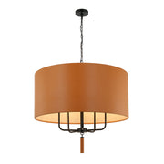 Varaluz - 368P05BLC - Five Light Pendant - Secret Agent - Black/Camel Leather