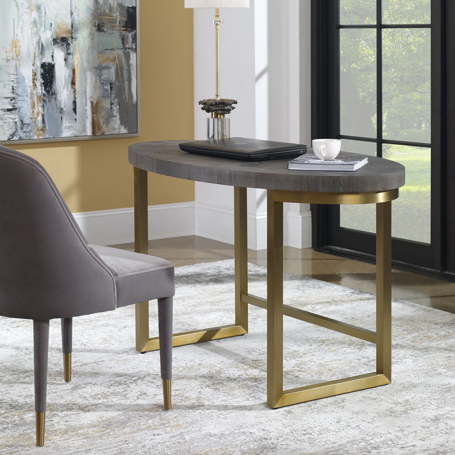 Uttermost - 25198 - Desk - Taja - Stainless Steel