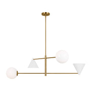 Visual Comfort Studio - AEC1094MWTBBS - Four Light Chandelier - Cosmo - Matte White and Burnished Brass