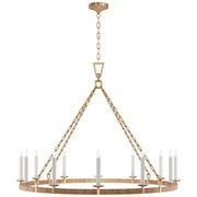 Visual Comfort Signature - CHC 5874AB/NRT - LED Chandelier - Darlana Wrapped - Antique-Burnished Brass and Natural Rattan