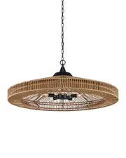 Currey and Company - 9000-0921 - Five Light Chandelier - Natural/Satin Black