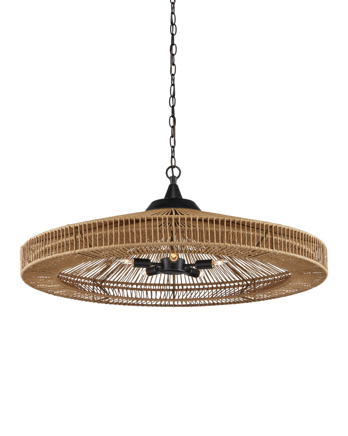 Currey and Company - 9000-0921 - Five Light Chandelier - Natural/Satin Black