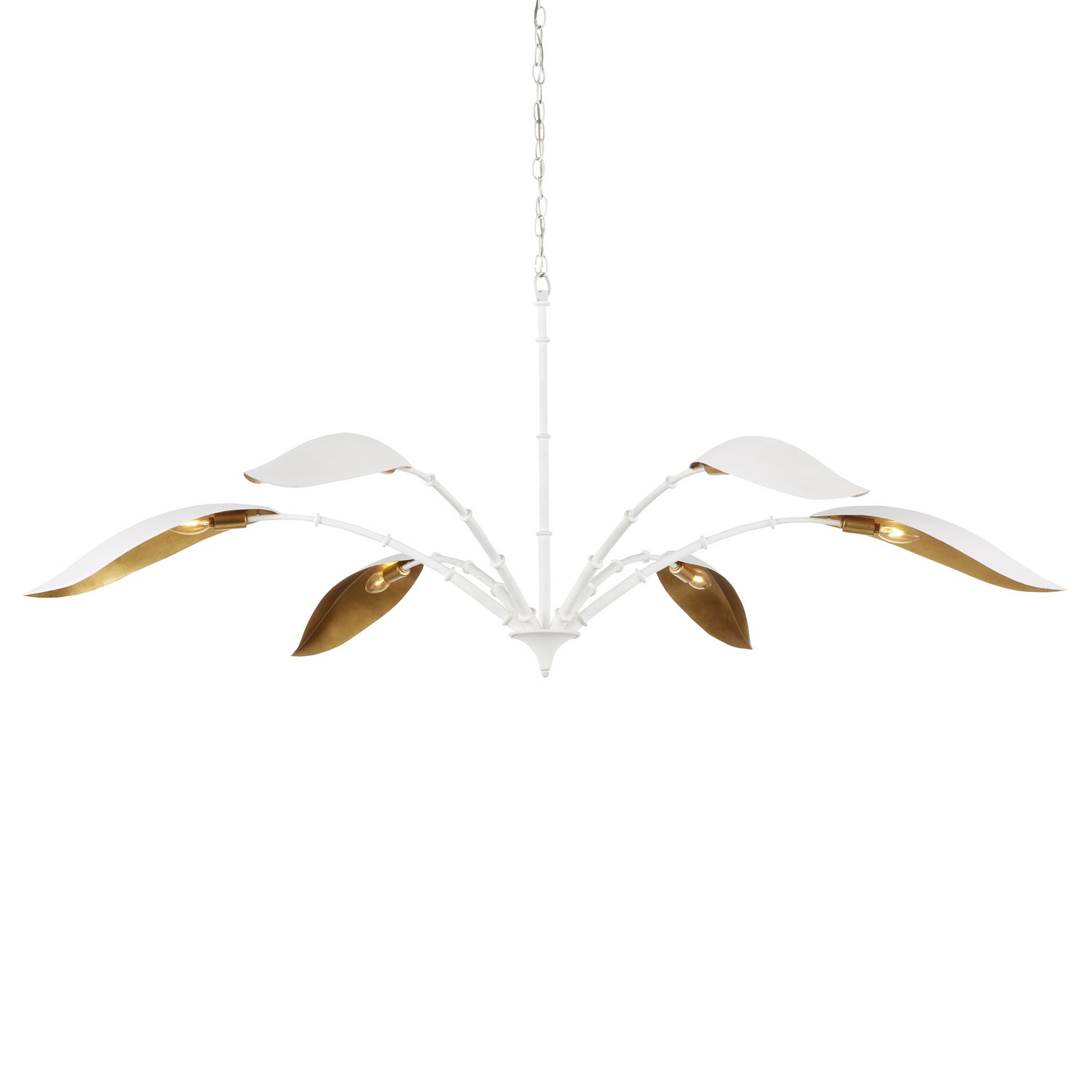 Currey and Company - 9000-0974 - Six Light Chandelier - Gesso White/Contemporary Gold Leaf
