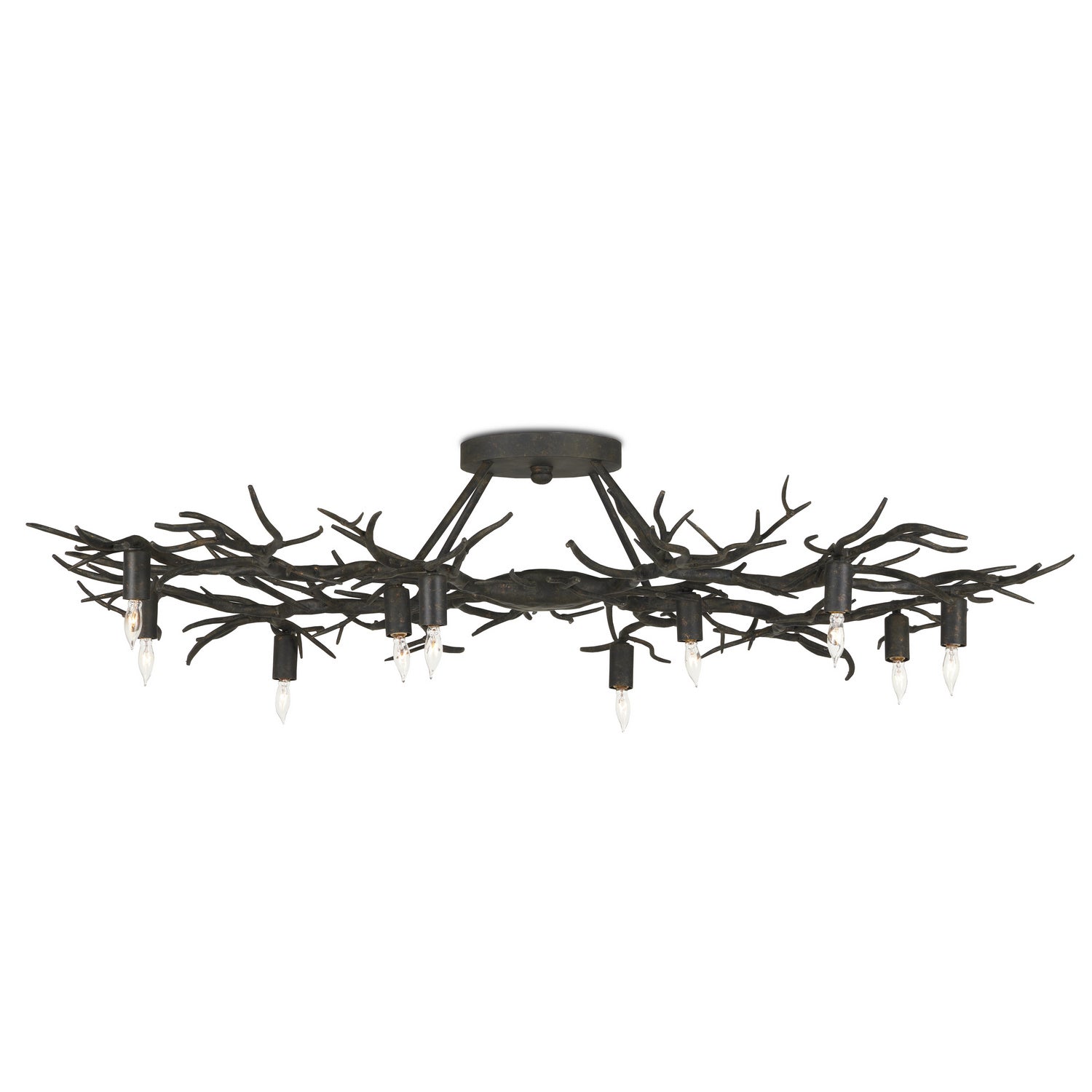 Currey and Company - 9000-0981 - Ten Light Semi-Flush Mount - Rustic Bronze