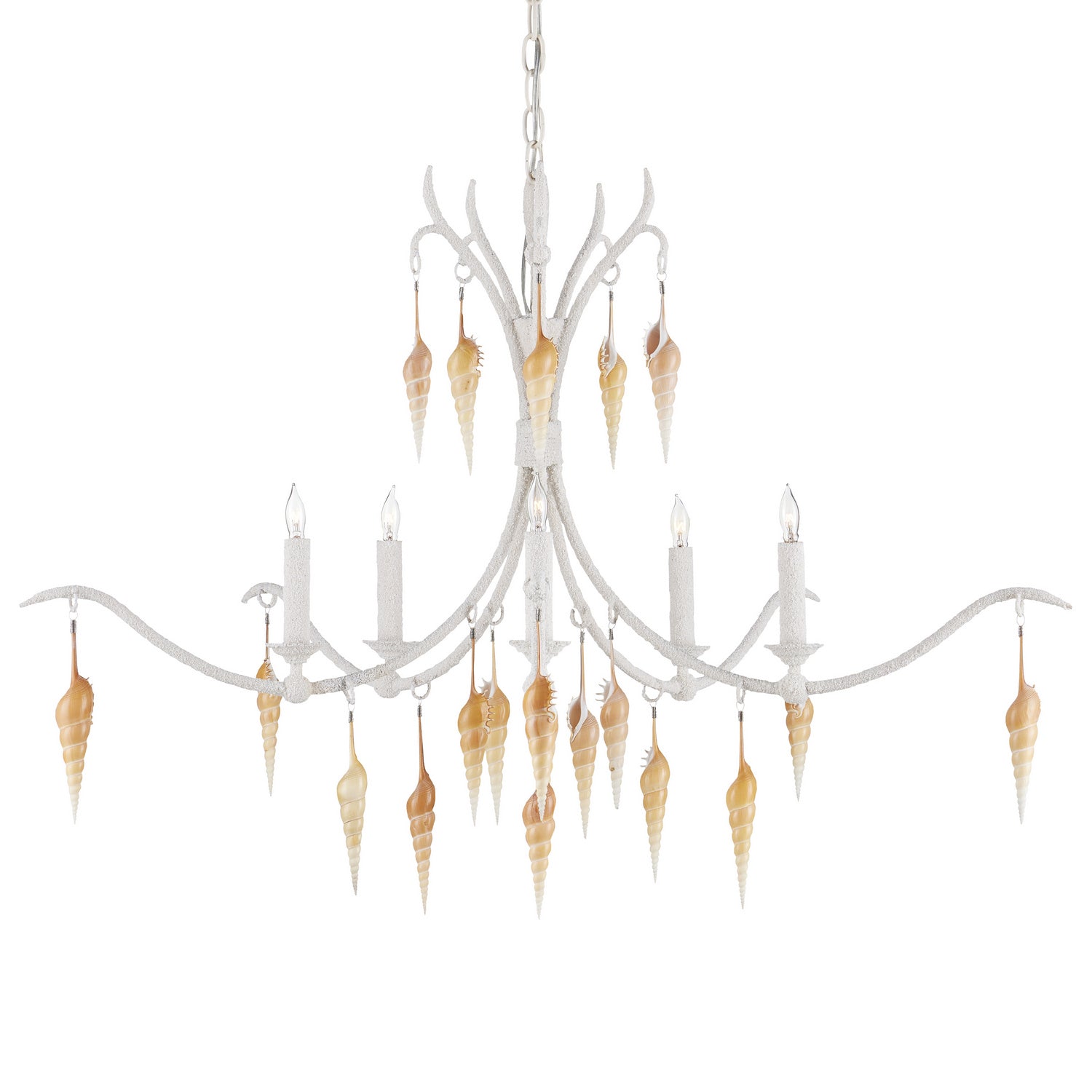Currey and Company - 9000-0988 - Five Light Chandelier - Crushed Shell/Natural/Vanilla