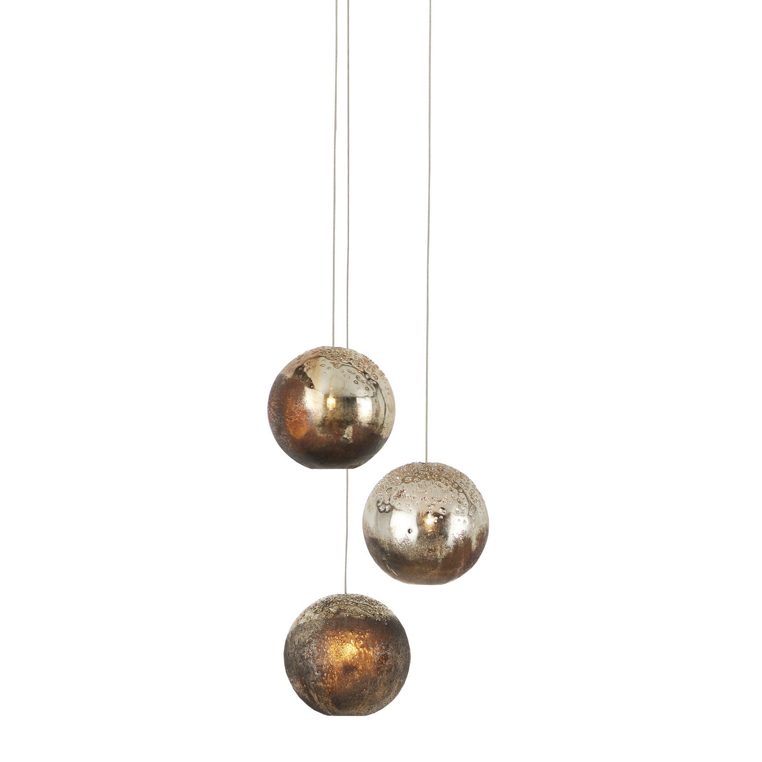 Currey and Company - 9000-1013 - Three Light Pendant - Antique Silver/Antique Gold/Matte Charcoal
