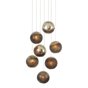 Currey and Company - 9000-1014 - Seven Light Pendant - Antique Silver/Antique Gold/Matte Charcoal
